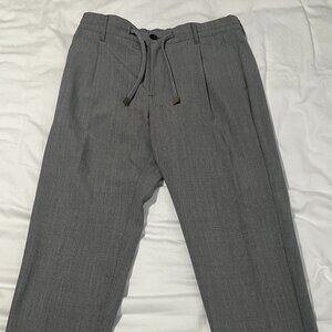 Eleventy (Men's) Drawstring-Waist (size 32) Tapered Trowsers (Grey)